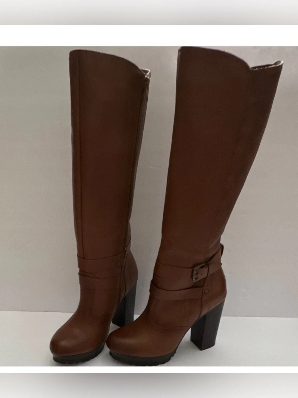ANDREA  Chestnut Brown Knee-High Platform Boots